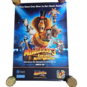 Madagascar 3: Europe's Most Wanted‎ 2012 Promo Movie Poster 27x40 Ben Stiller